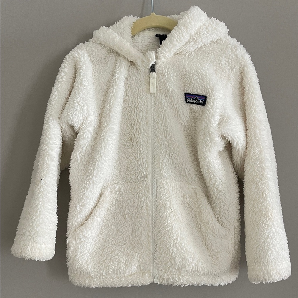 Patagonia Kids White Fleece Hoodie